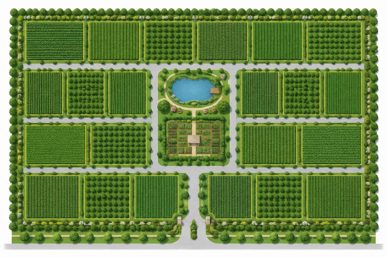 Blurred conceptual farmland plot layout